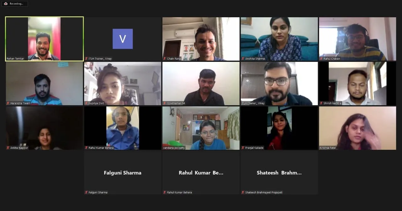 students attending zoom call