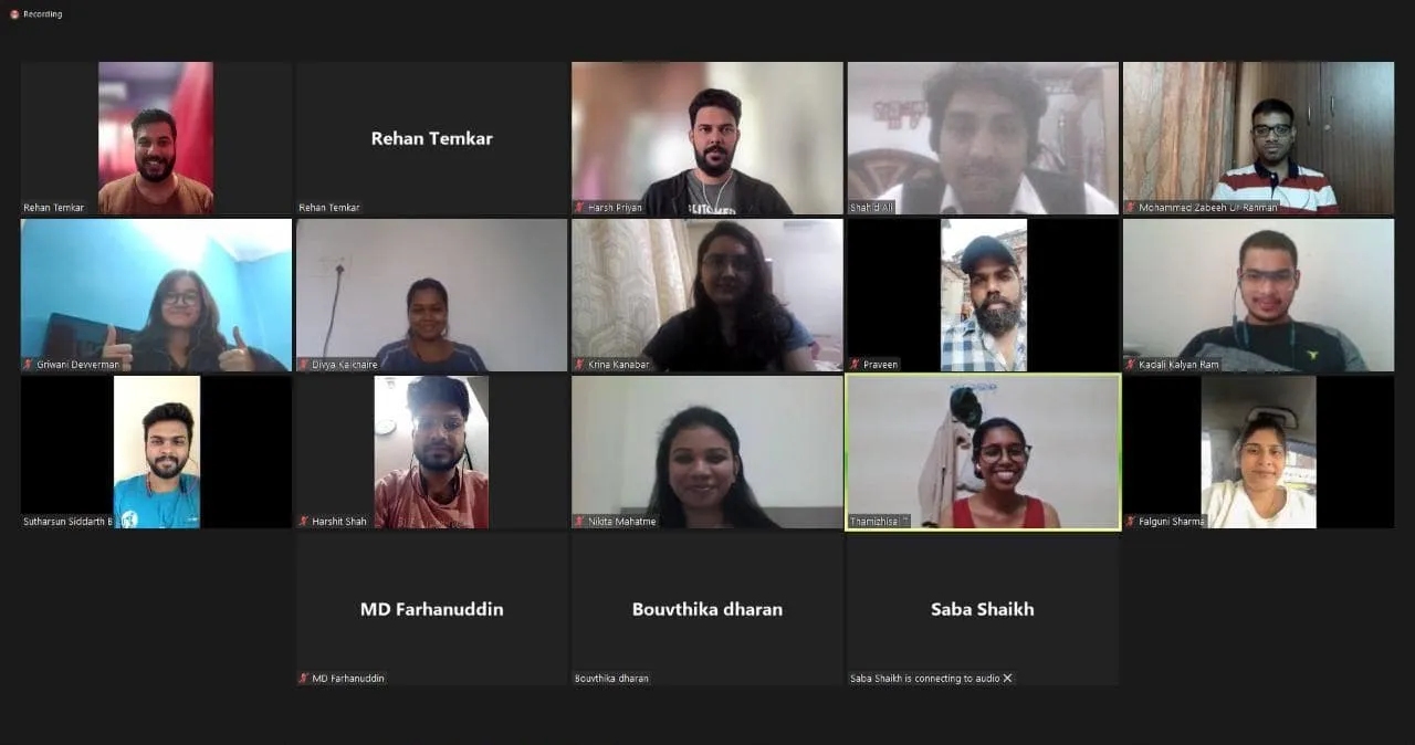 students attending zoom call