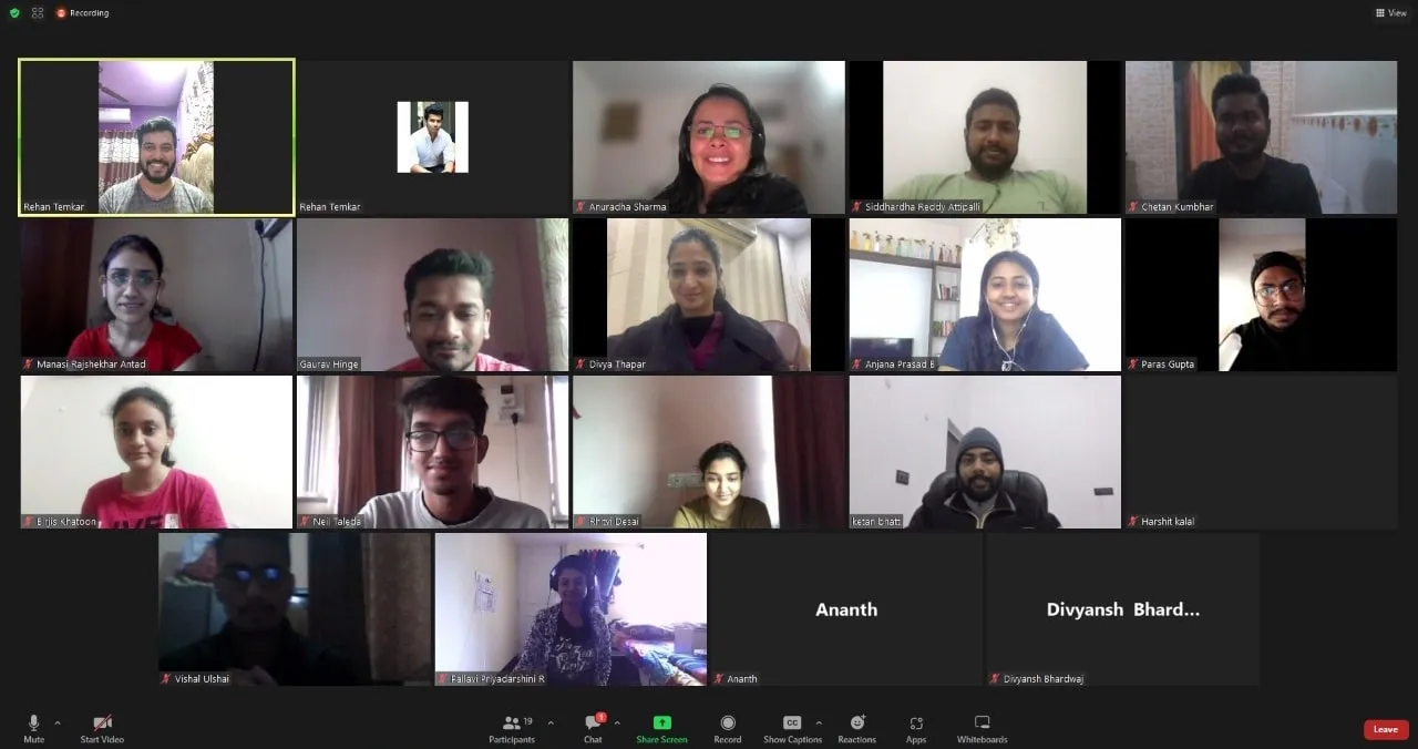 students attending zoom call